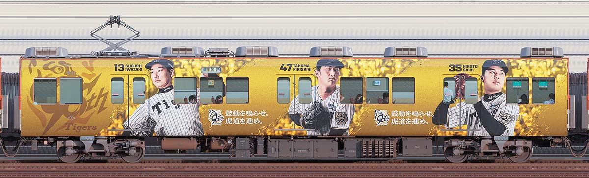 阪神8000系「阪神タイガース90周年記念 ラッピングトレイン」8111山側の側面写真