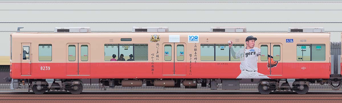 阪神8000系「阪神タイガース優勝記念ラッピングトレイン」8239山側の側面写真