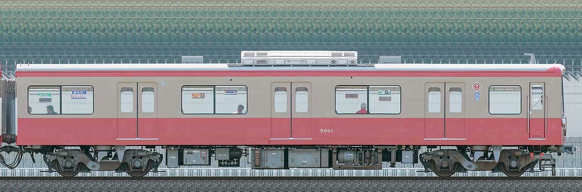 伊豆箱根鉄道5000系クモハ5001（オールドカラー復刻バージョン）海側の側面写真
