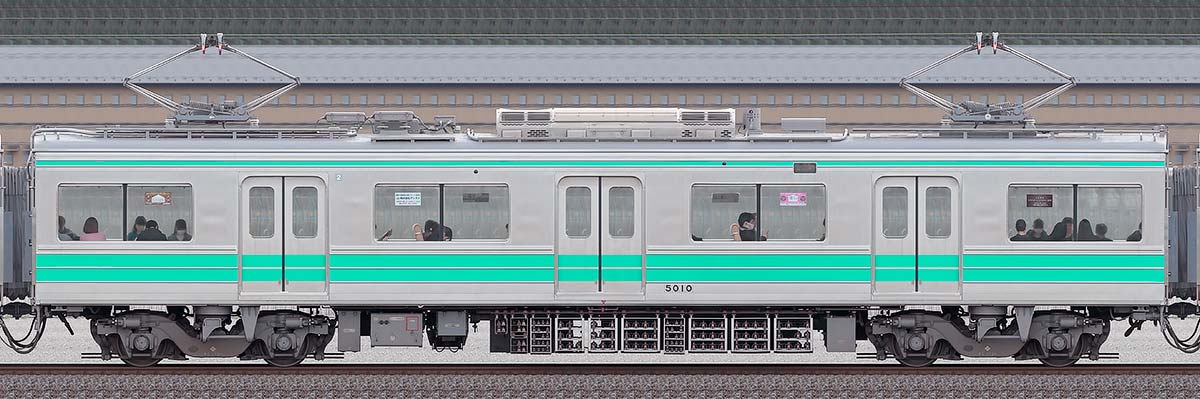 伊豆箱根鉄道5000系「ミント・スペクタクル・トレイン」モハ5010海側の側面写真