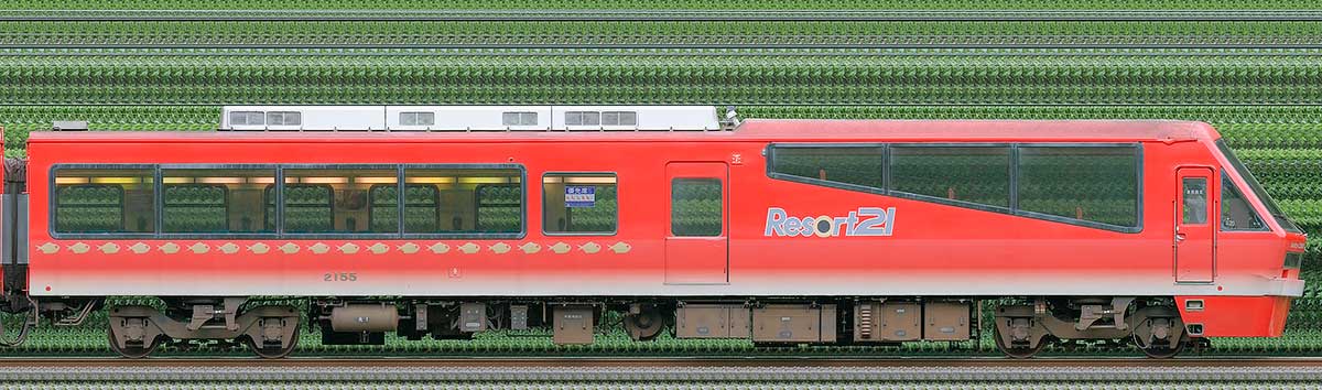 伊豆急行2100系「～Izukyu KINME Train～」クハ2155海側の側面写真