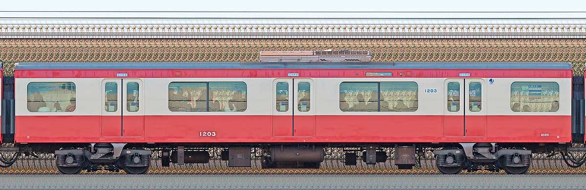 京急電鉄 新1000形（17次車）サハ1203「三浦海岸 河津桜」号海側の側面写真