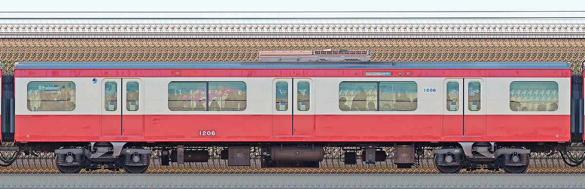 京急電鉄 新1000形（17次車）サハ1206「三浦海岸 河津桜」号海側の側面写真