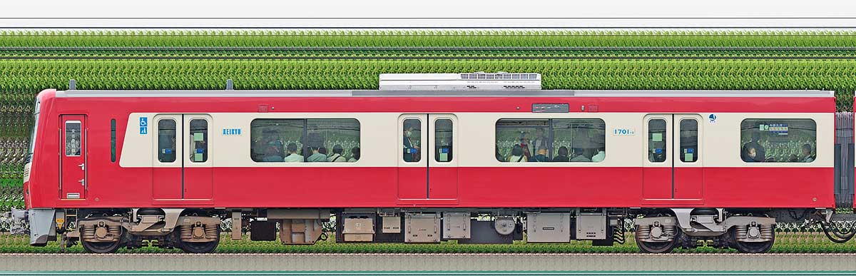 京急電鉄 新1000形（22次車）デハ1701-1海側の側面写真