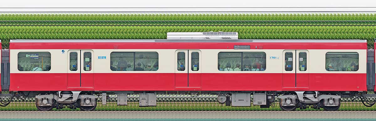 京急電鉄 新1000形（22次車）サハ1701-2海側の側面写真