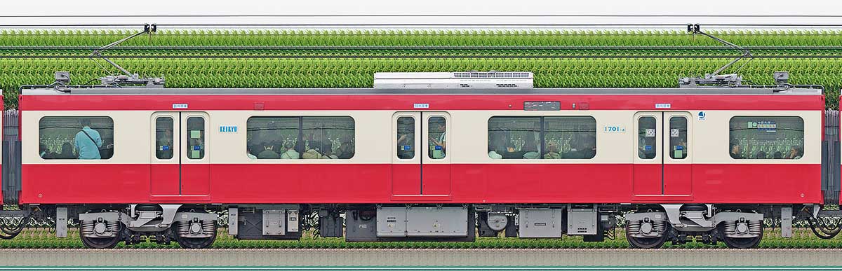 京急電鉄 新1000形（22次車）サハ1701-3海側の側面写真
