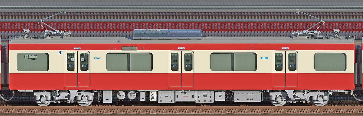京急電鉄 新1000形（22次車）サハ1701-3山側の側面写真