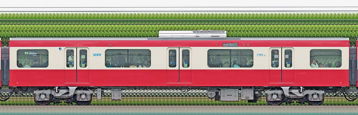 京急電鉄 新1000形（22次車）サハ1701-6海側の側面写真