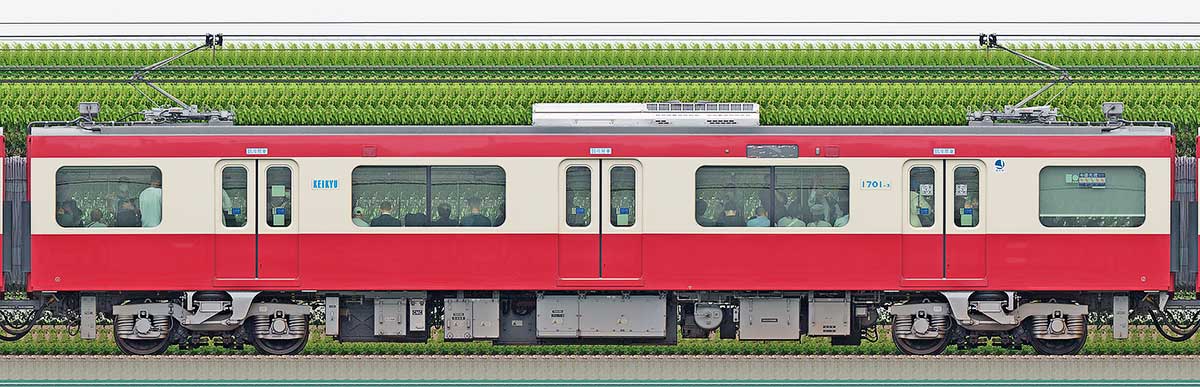 京急電鉄 新1000形（22次車）サハ1701-7海側の側面写真