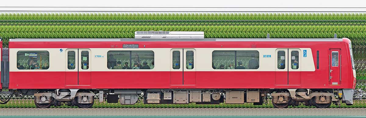 京急電鉄 新1000形（22次車）デハ1701-8海側の側面写真