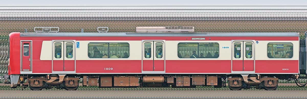 京急電鉄 新1000形（16次車）1800番台デハ1809海側の側面写真