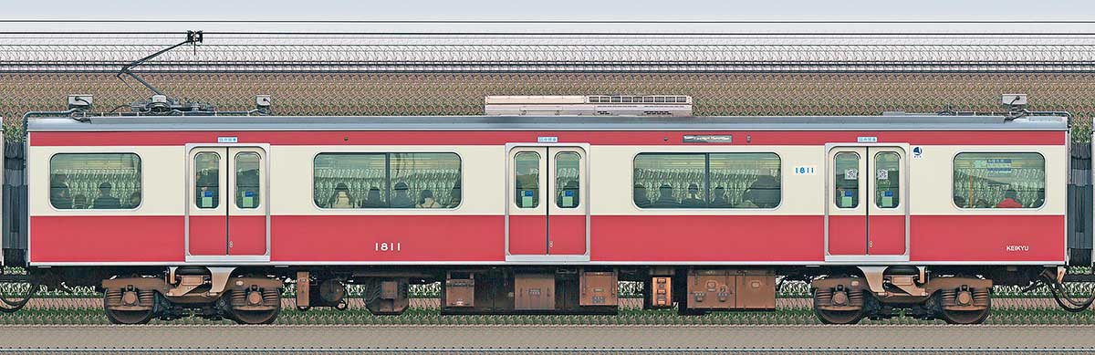 京急電鉄 新1000形（16次車）1800番台デハ1811海側の側面写真