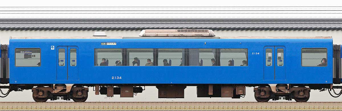 京急電鉄2100形（2次車）「KEIKYU BLUE SKY TRAIN」サハ2134海側の側面写真
