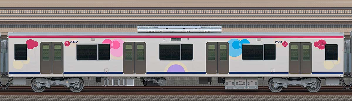 京王2000系サハ2501海側の側面写真
