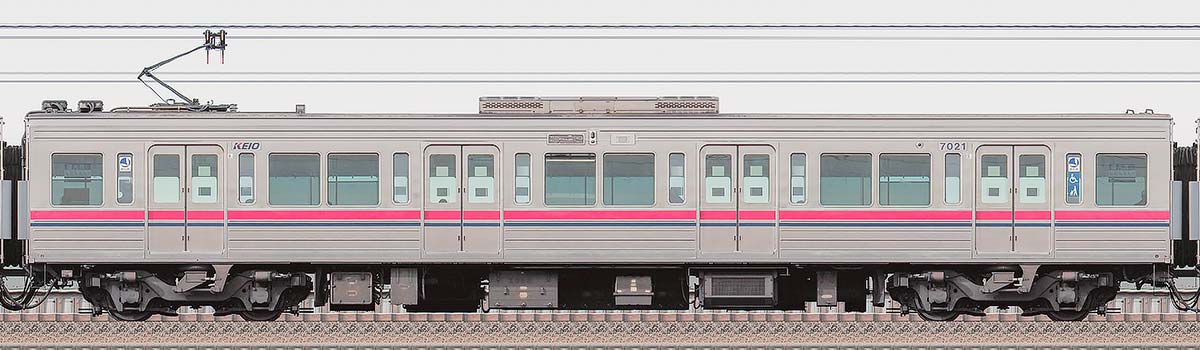 京王7000系デハ7021海側の側面写真