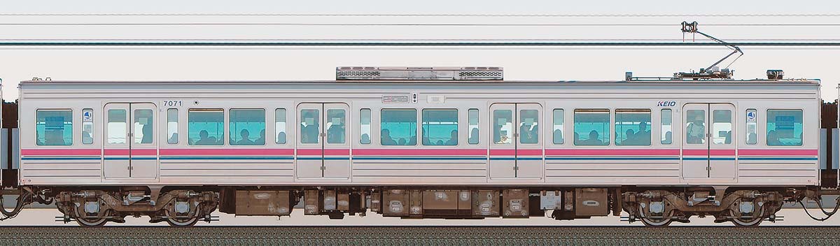 京王7000系デハ7071山側の側面写真