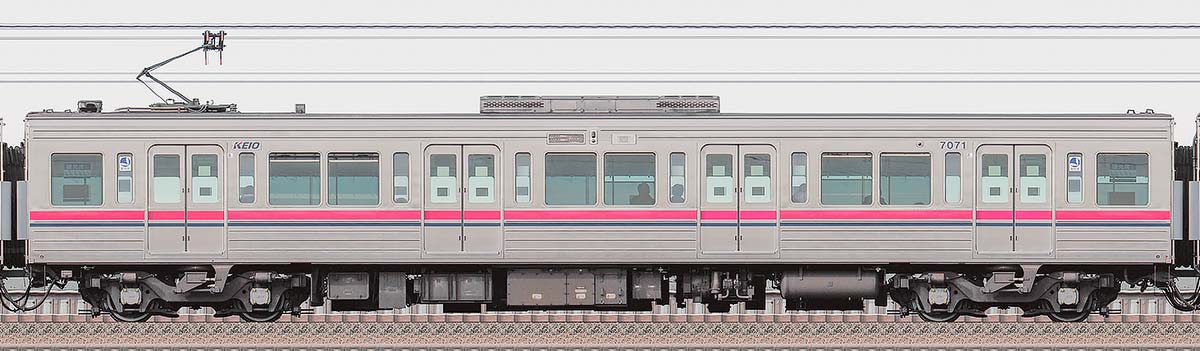 京王7000系デハ7071海側の側面写真