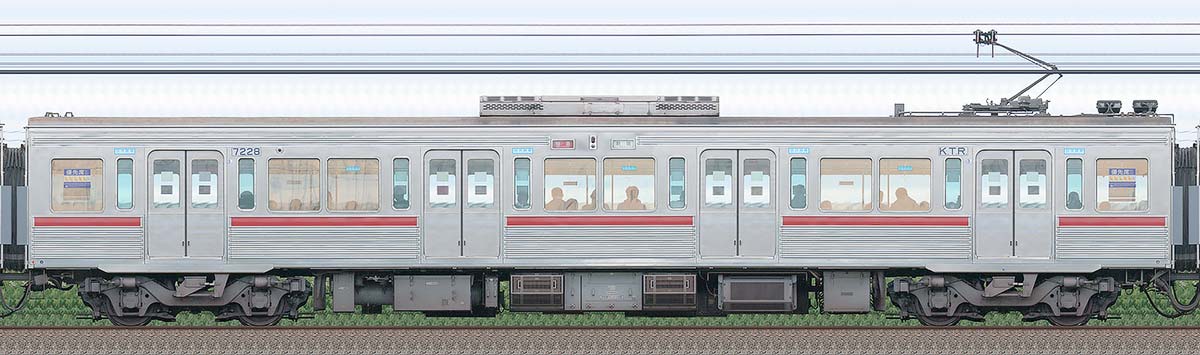 京王7000系（復刻塗装車両）デハ7228山側の側面写真