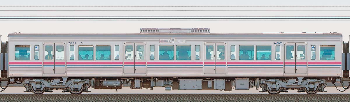 京王7000系サハ7671山側の側面写真