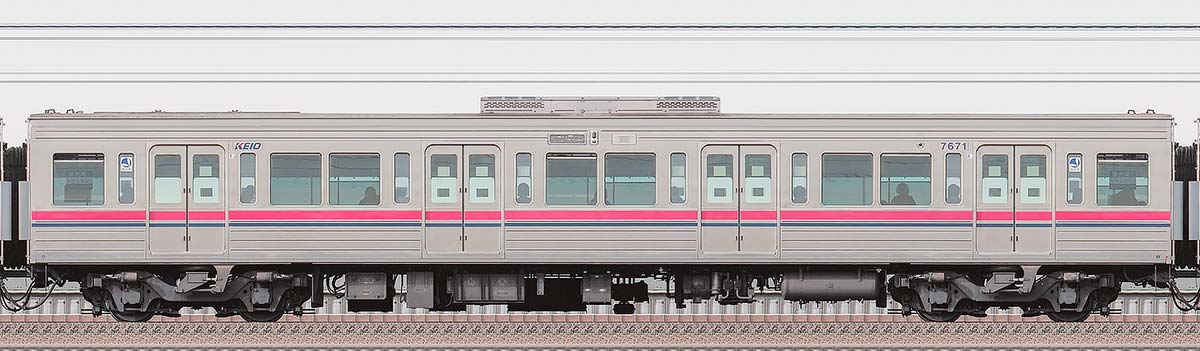 京王7000系サハ7671海側の側面写真
