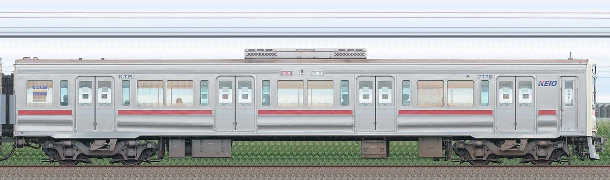京王7000系（復刻塗装車両）クハ7778山側の側面写真