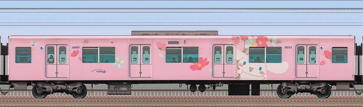 京王9000系「サンリオキャラクターラッピングトレイン」サハ9681海側の側面写真