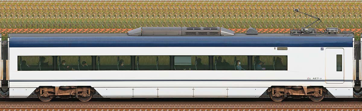 京成AE形AE7-2(架線検測装置搭載車・2022年撮影)海側の側面写真