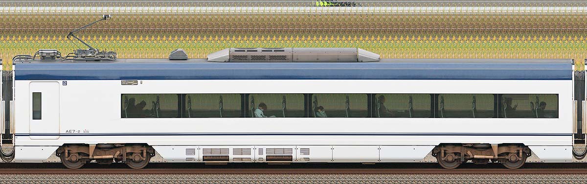 京成AE形AE7-2(架線検測装置搭載車・2022年撮影)山側の側面写真