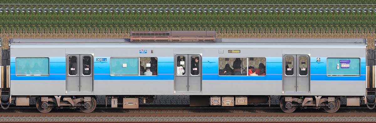 京成3000形（7次車／3050形）3051-4（デザイン変更前）海側の側面写真