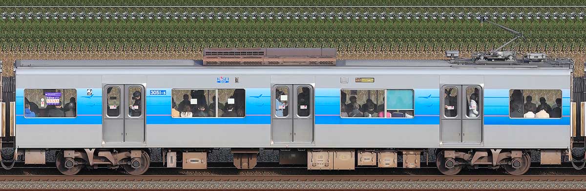 京成3000形（7次車／3050形）3051-5（デザイン変更前）海側の側面写真