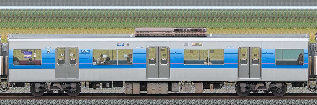 京成3000形（7次車／3050形）3051-6（デザイン変更前）山側の側面写真