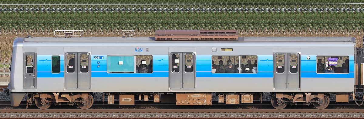 京成3000形（7次車／3050形）3051-8（デザイン変更前）海側の側面写真