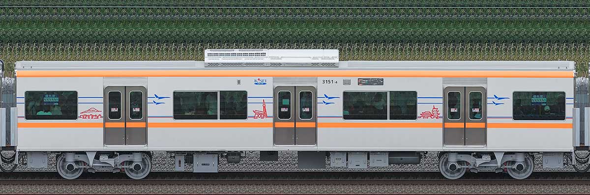 京成3100形（1次車／3150形）3151-4海側の側面写真