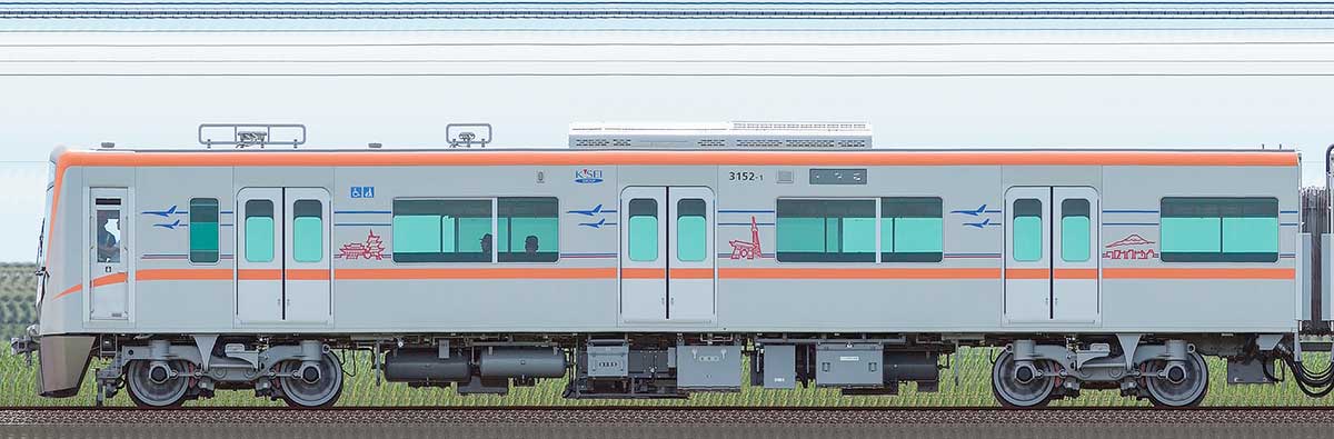 京成3100形（1次車／3150形）3152-1山側の側面写真