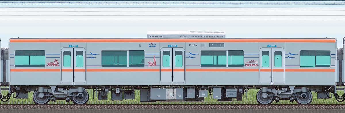 京成3100形（1次車／3150形）3152-6山側の側面写真