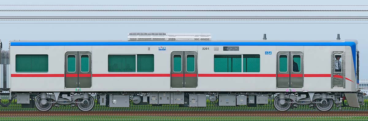 京成3200形（1次車）3201海側の側面写真