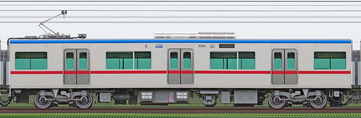 京成3200形（1次車）3202山側の側面写真