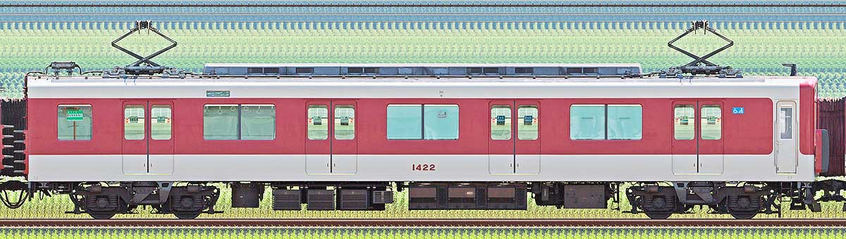 近鉄1422系モ1422（リニューアル車）南側の側面写真