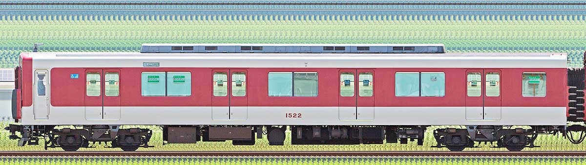 近鉄1422系ク1522（リニューアル車）南側の側面写真