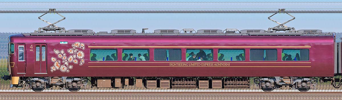 近鉄19200系「あをによし」モ19201奈良線南側・京都線西側の側面写真