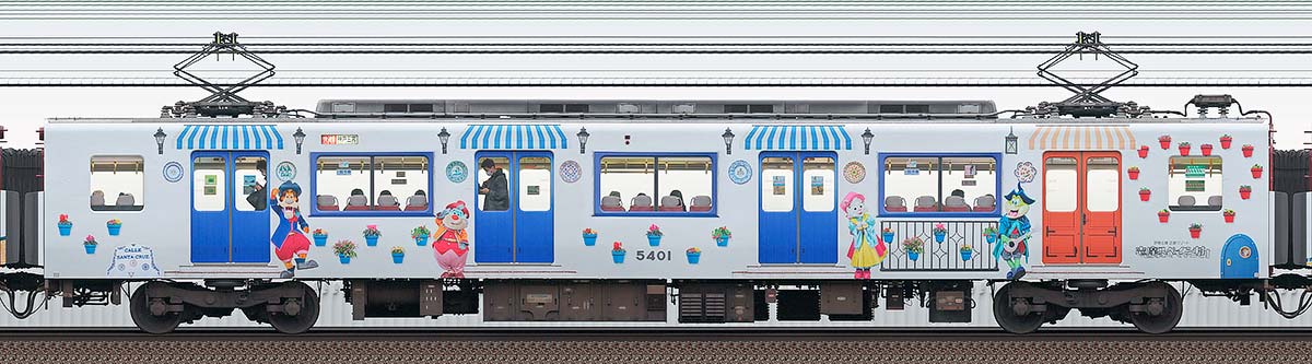 近鉄5800系「志摩スペイン村ラッピングトレイン」モ5401海側の側面写真