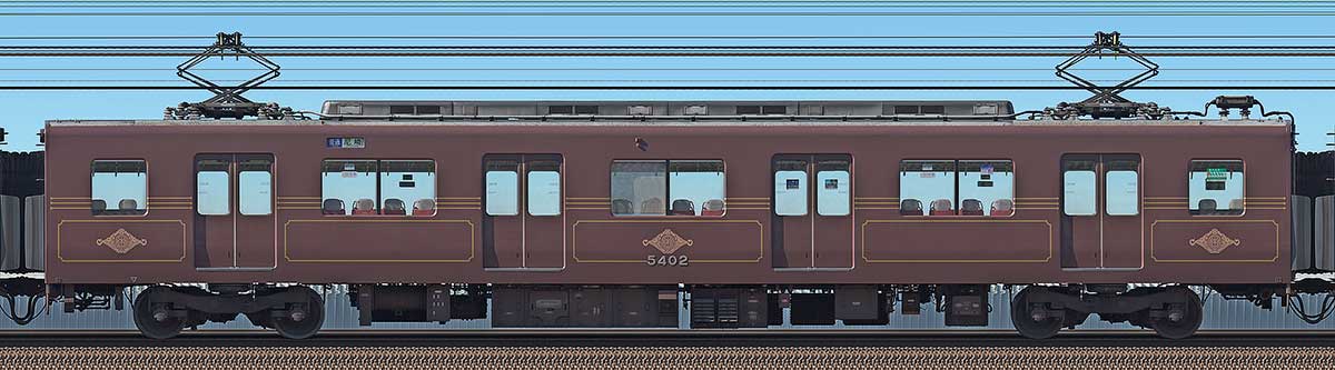 近鉄5800系「L/Cカー」モ5402（デボ1形塗装色）海側の側面写真
