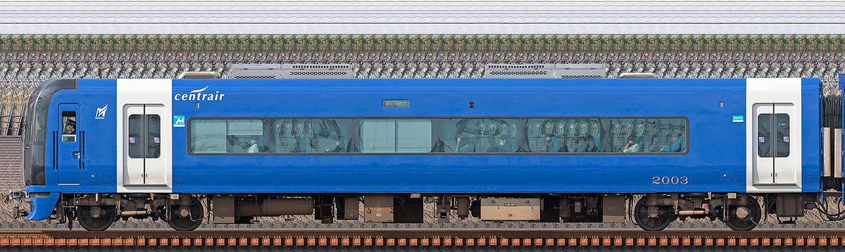 名鉄2000系「ブルーミュースカイ」ク2003山側の側面写真