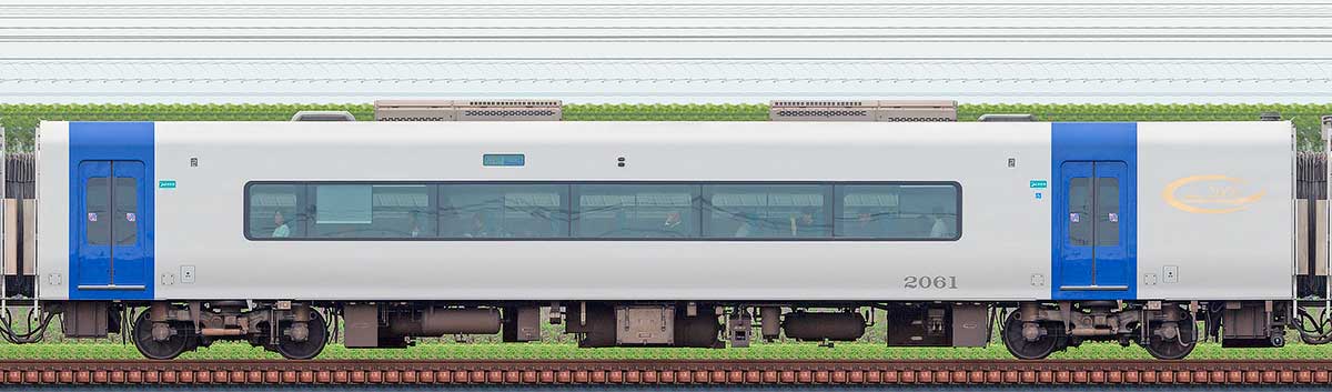 名鉄2000系「ミュースカイ」モ2061山側の側面写真