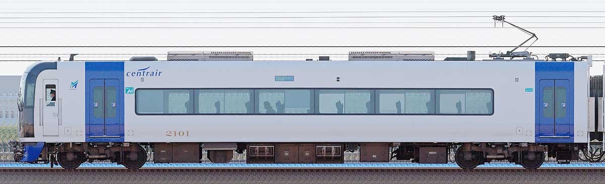 名鉄2000系「ミュースカイ」モ2101海側の側面写真