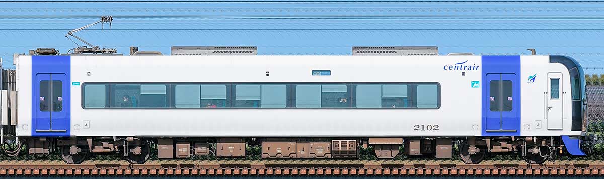 名鉄2000系「ミュースカイ」モ2102山側の側面写真