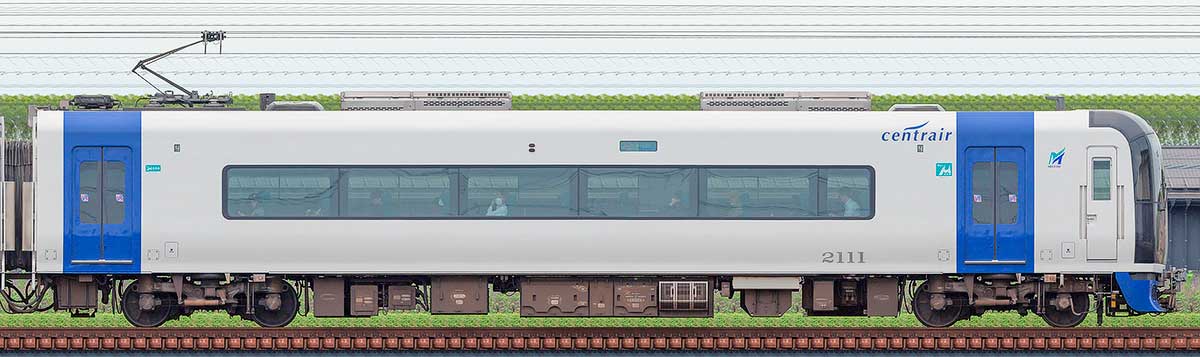 名鉄2000系「ミュースカイ」モ2111山側の側面写真