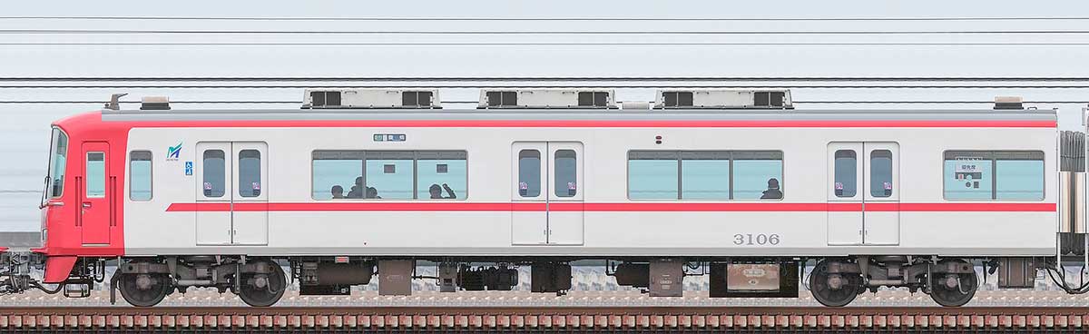 名鉄3100系（1次車）ク3106（新塗装）山側の側面写真