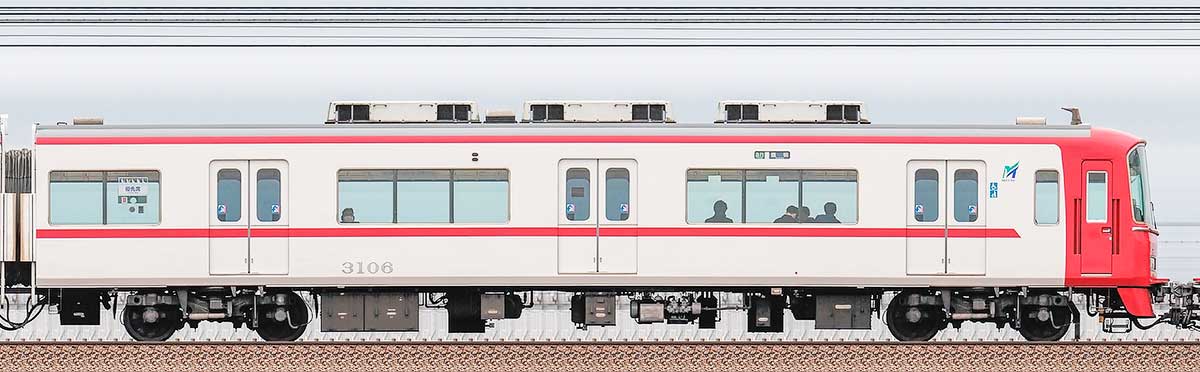 名鉄3100系（1次車）ク3106（新塗装）海側の側面写真