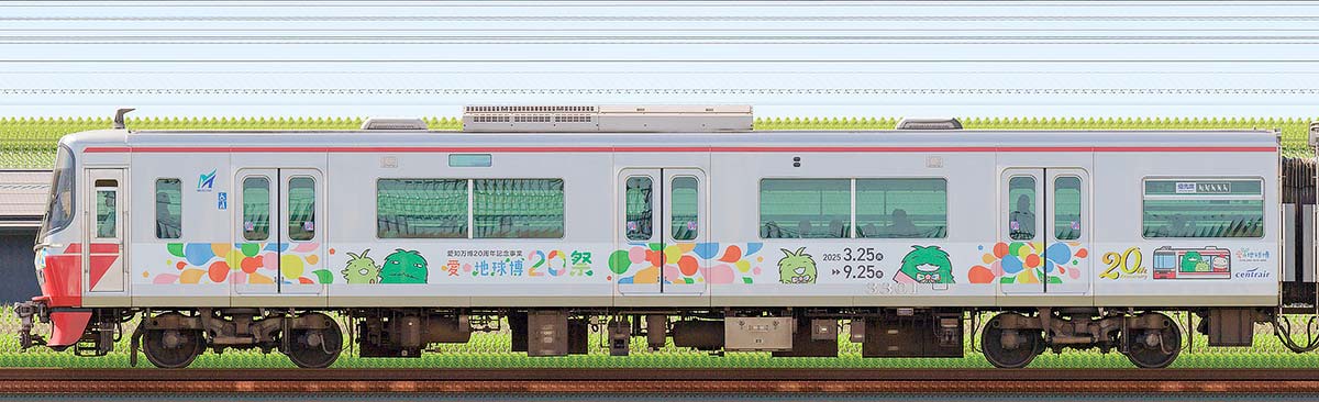 名鉄3300系「愛・地球博20祭トレイン」ク3301山側の側面写真